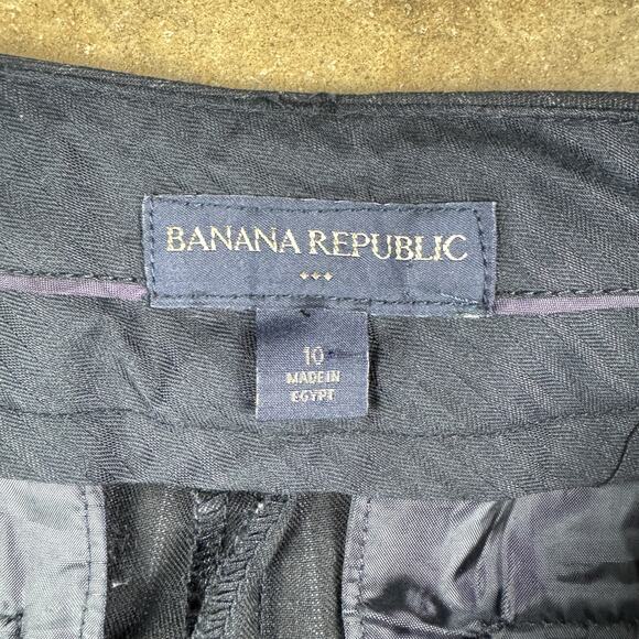 Banana Republic Women’s Pinstripe Flare Trousers Size 10 Gray Wool Blend Pants - Picture 7 of 13